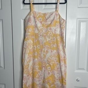 Harve Benard Yellow & Pink Floral Dress (Size 14)